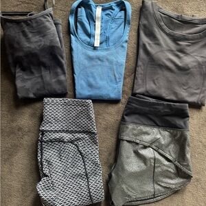 Lululemon Athletica Bundle - 3 Tops, 1 Shorts, 1 Pants